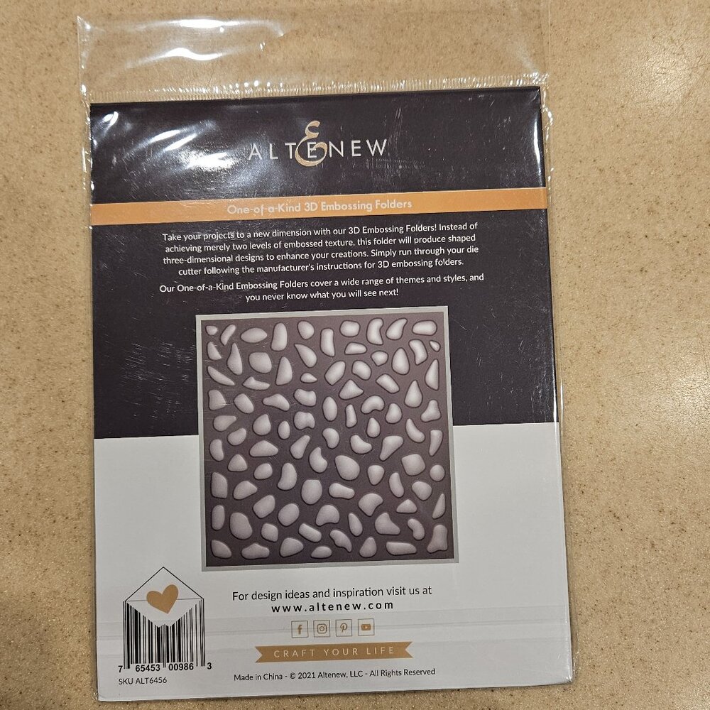 RARE ALTENEW BOTANICAL 3D EMBOSSING FOLDER ORGANIC STONES 6X6 DIE CUT MACHINE